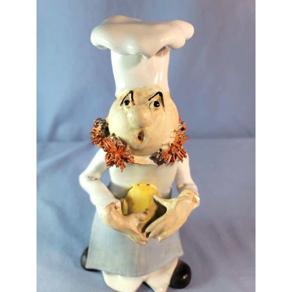 Italian Chef Gio Pizza Maker Figurine Wearing Toque Handcrafted Ceramic Statue